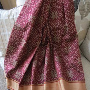 kantha work on silk saree, party saree
